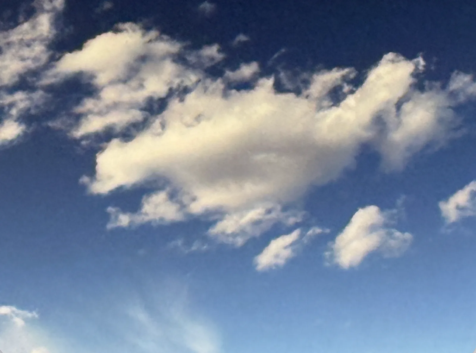 A single cloud against a deep blue sky
